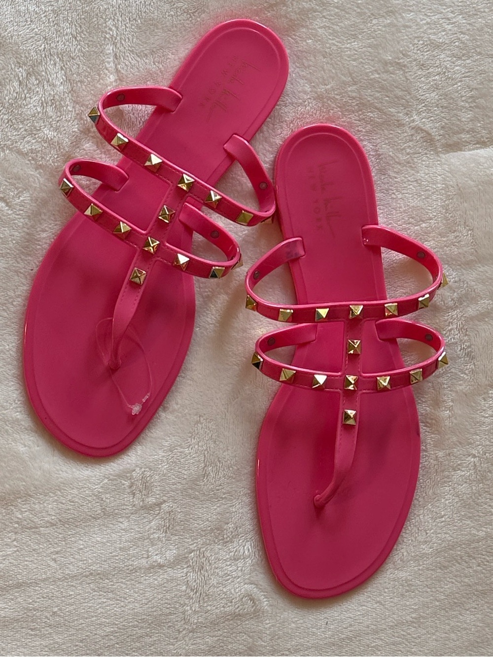 Nicole Miller Studded Jelly Slide Sandals